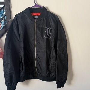 Black Varsity Bomber Jacket with Embroidered Letter